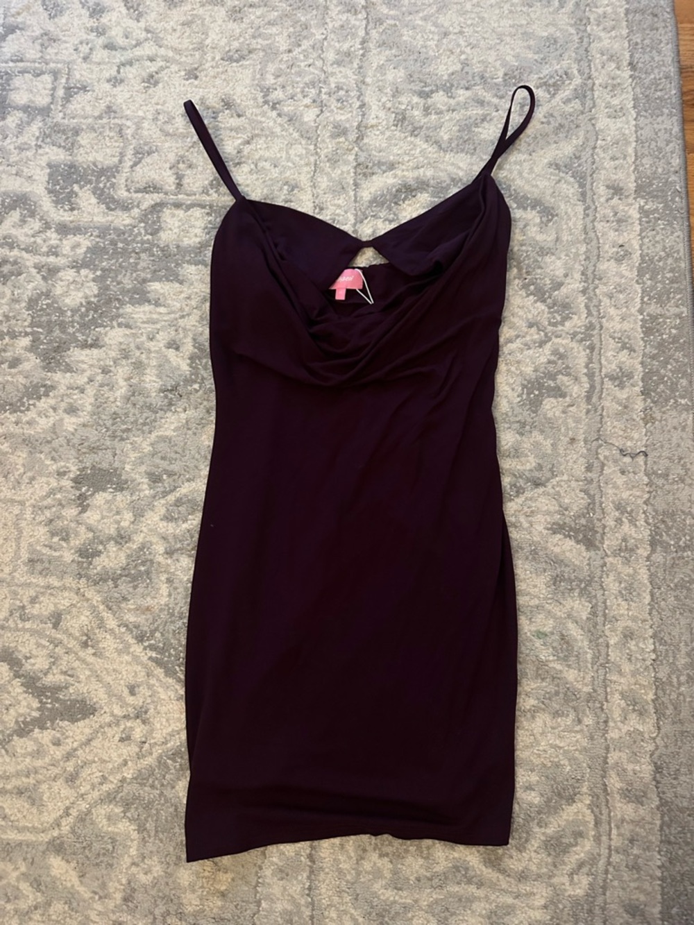 Edkited Spaghetti Strap Dress in Deep Plum XS
